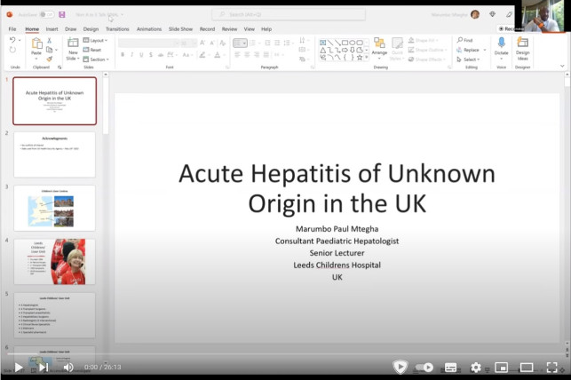 Acute Hepatitis of Unknown Origin in the UK- Dr Marumbo Paul Mtegha, Consultant Paediatric Hepatologist, Leeds Children’s Hospital- UK